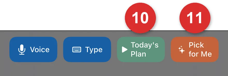 The Today's Plan and Pick for Me buttons.