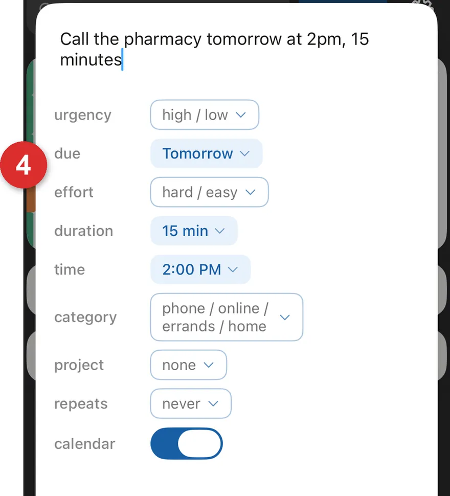 The confirm screen, showing parsed fields and guessed fields.