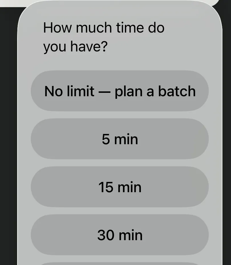 Choosing how much time you have.
